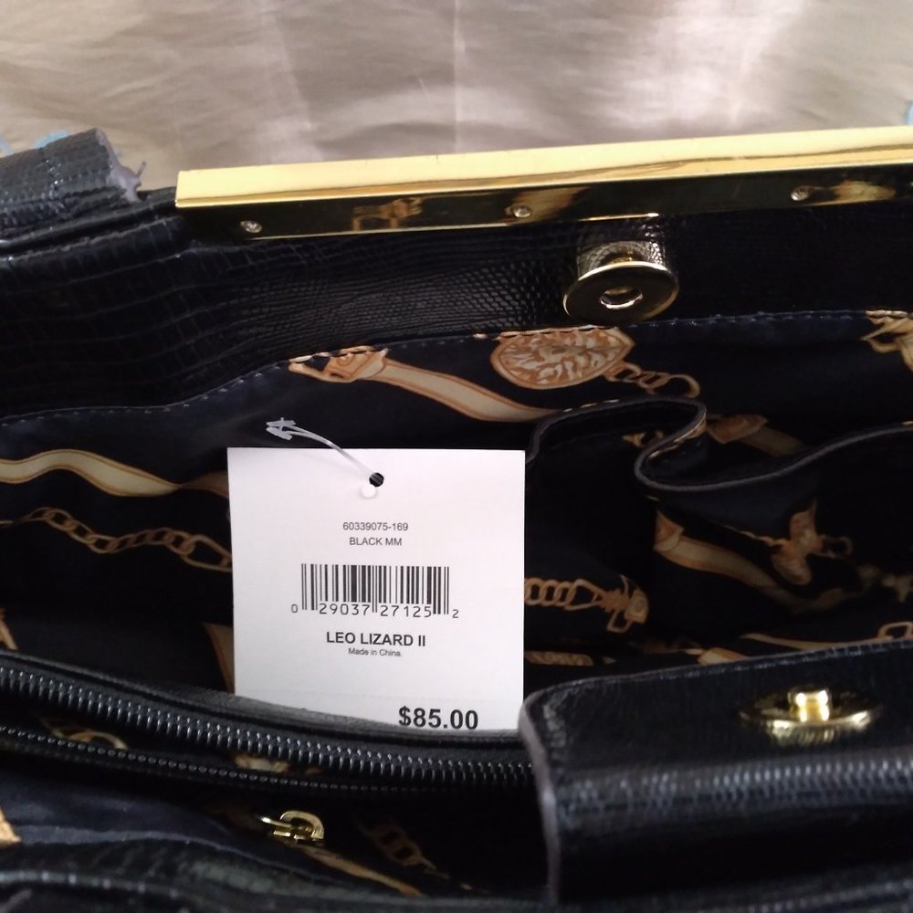 ANNE KLEIN women NEW w/Tag Handbag Black Lizard print faux leather Large17x10x4" - Picture 11 of 14
